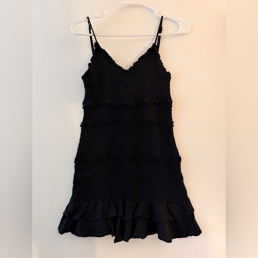 Olivaceous Black Ruffle-Trim Top